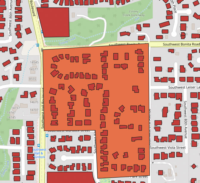 Map showing customer locations by neighborhood